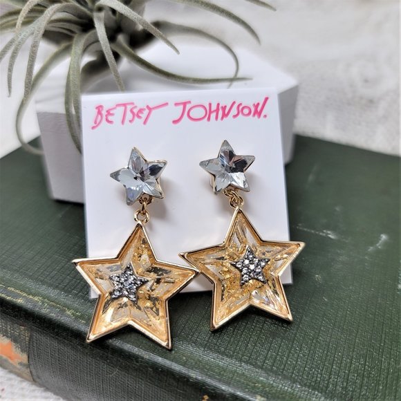 Betsey Johnson Celestial Star Drop Earrings - Picture 2 of 8